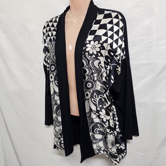 Harari Open Front Jacket Women Size M Black/White - Picture 5 of 13
